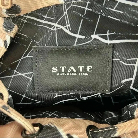 STATE Pink and Black Leopard Print Canvas Backpack - Picture 7 of 8